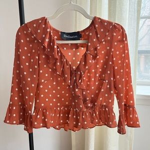 Réalisation Par The Cher Silk Polka Dot Print Top